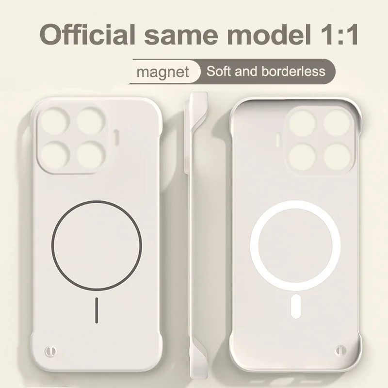 Frameless Magnetic Hard Matte Case - Slim, Wireless Charging, Anti-Fingerprint Cover