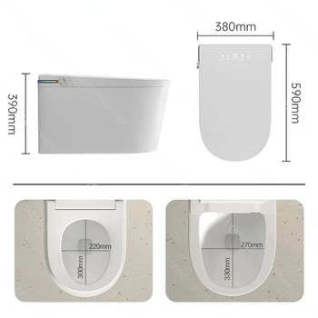 โถสุขภัณฑ์อัจฉริยะติดผนังพร้อมฝารองนั่งอุ่น ระบบทำความร้อนทันที ชำระล้างอัตโนมัติ พร้อมเครื่องเป่าลมแห้งสำหรับห้องน้ำ รูปทรงยาวแบบชิ้นเดียว 2