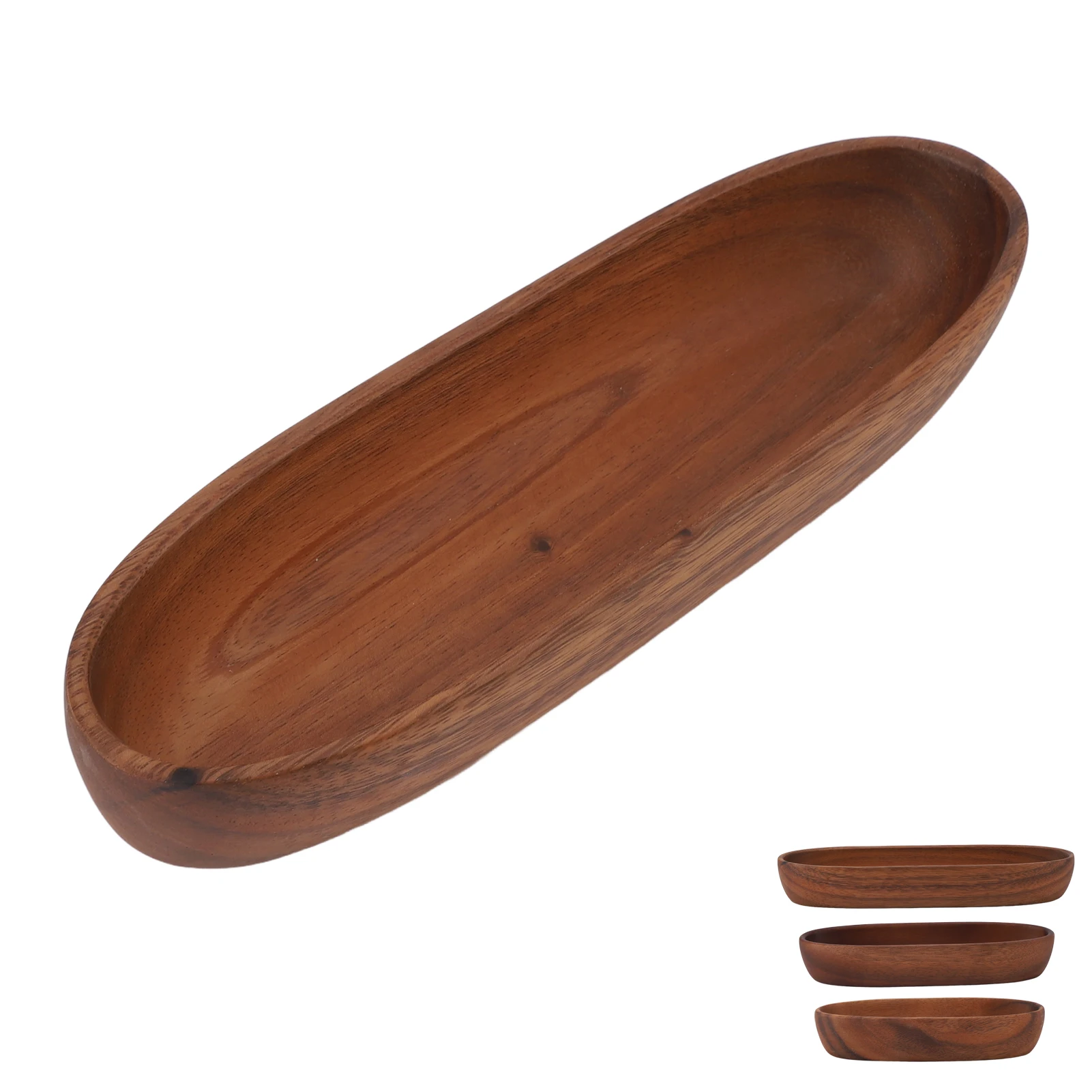 Wooden Salad Bowl Large Capacity Wooden Boat Shaped Bowl for Food Bread Fruits Snack Dessert Household Accessories