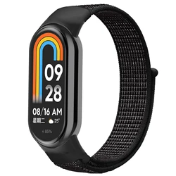 Nylon Sport Loop Smart Watch Bracelet Strap for Mi Band 7 6 5 4 3 (Reflective black)