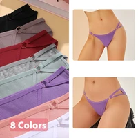 FINETOO 3 pièces/ensemble femmes coton culottes femmes Sexy taille basse slips femme respirant sous-vêtements bouton conception motif doux Lingerie 3
