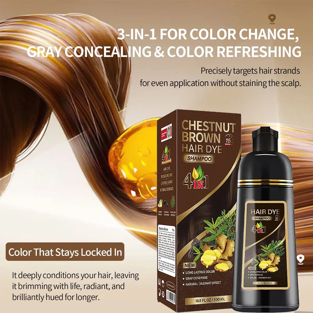 Shampoo Colorante Nero, Idratante e Salutare per la Cura dei Capelli, Crea un Colore Naturale, Shampoo Colorante per Donne e Uomini - immagine 2