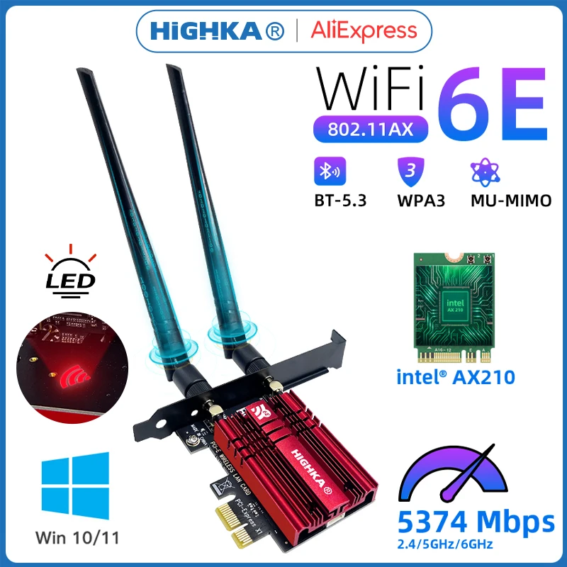 Carte Sans Fil WiFi 6E, RTL8852CE 5374Mbps NGFF Wifi6E 2.4G