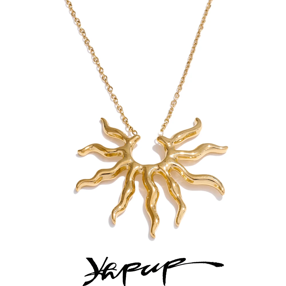 Yhpup Pendant Necklace Stainless Steel Sun Pendant