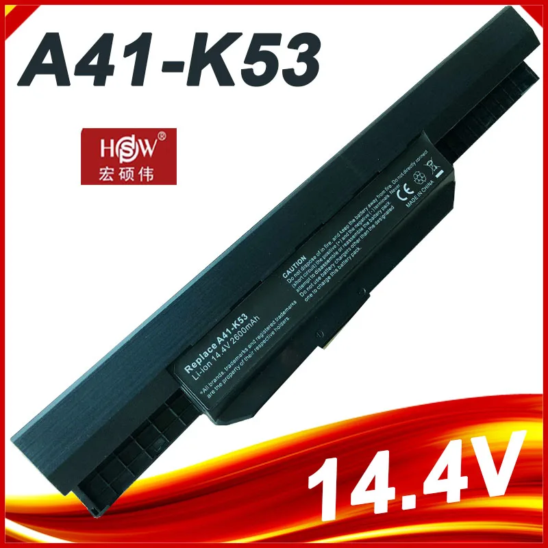 Laptop Battery Pack A41-k53 A32-k53 para Asus K53 K53e X54c X53s X53 K53s X53e X53sv X53u X53b A42-k53 K43s 14.4v 14.8v 2600mah