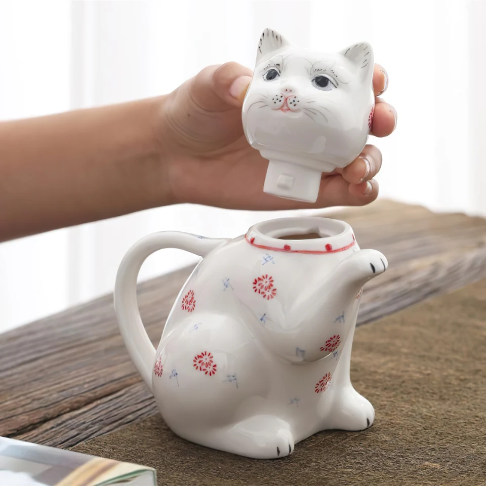 セラミックティーポット水器猫ケトル磁器フラゴンポットドリンク