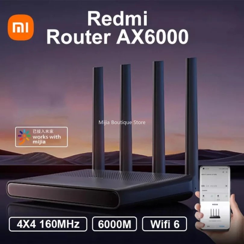 Xiaomi Redmi AX6000 Wifi Router Mesh System WiFi 6 160MHz Bandwidth 8  Channel Signal Amplifiers Work With Mijia App for Home _ - AliExpress Mobile