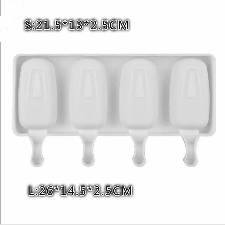 4 Cell Silicone Frozen Ice Cream Mold Juice Popsicle Maker Children Pop Mould Lolly Tray Silicone Molds Cake decorating Baking