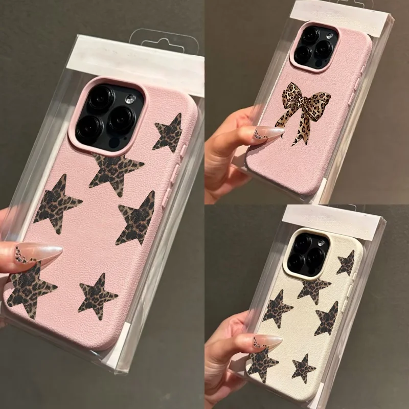 Leopard Print Bow Tie Star Phone Case Cover