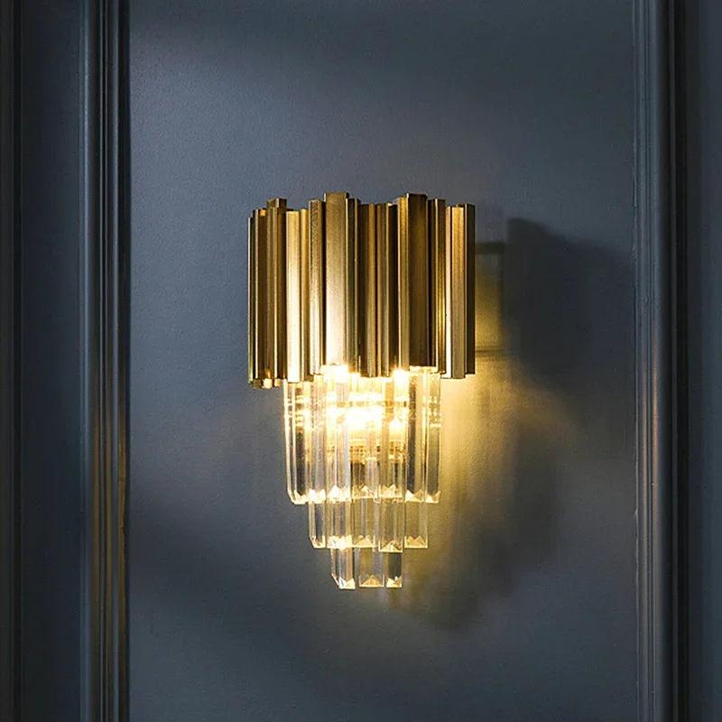 

Modern Gold Luxury Crystal LED Wall Lamp Wall Decor Lights E14 Bulbs for Bedroom Living Room Study Home Lighting Fixtures Lustre