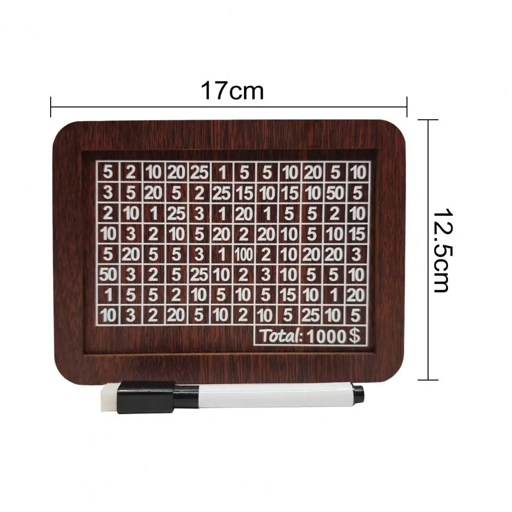 Wooden Money Box with Counter Marker Pen Vintage Piggy Bank Numbers Coin Cash Container Money Saving Challenges Box 6