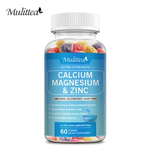 Mulittea Calcium Magnesium and Zinc Gummies with Vitamin D3 Supports Bone Health Nerve Function Dietary Vitamin Supplement