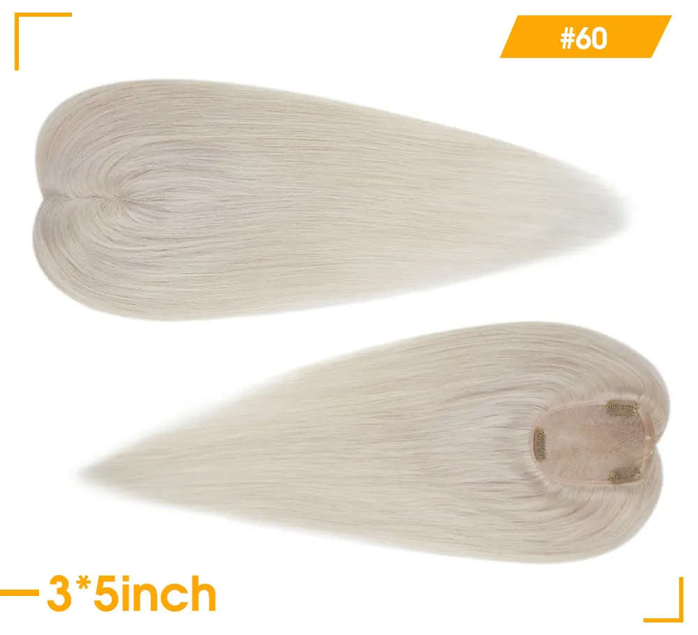 Full Shine Hair Topper Ombre 3*5inch Machine Remy Hair Piece With Clips 150% Density Human Mono Base For Woman