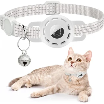 For Air Tag Pet Collar for cats dogs, Reflective Kitten Collar with Airtag Holder and Bell for Girl Boy Cat, Safe Breakaway