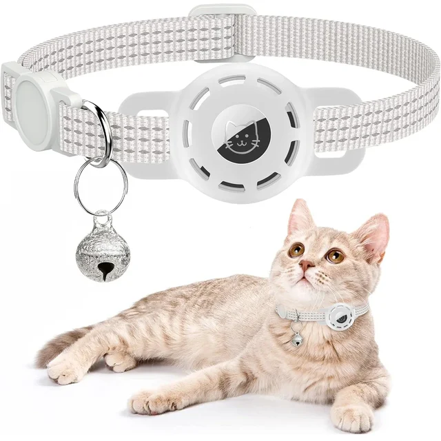 For Air Tag Pet Collar for cats dogs, Reflective Kitten Collar with Airtag Holder and Bell for Girl Boy Cat, Safe Breakaway For Air Tag Pet Collar for cats dogs, Reflective Kitten Collar with Airtag Holder and Bell for Girl Boy Cat, Safe Breakaway