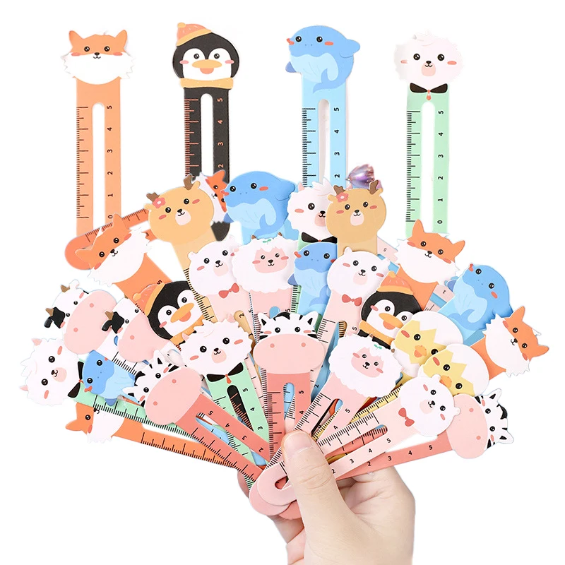 Animal Bookmark 10/20/50pcs Cartoon Animal Bookmark Ruler Dual-use Office Educational Supplies Cute Gift Prizes Student Creative Stationery