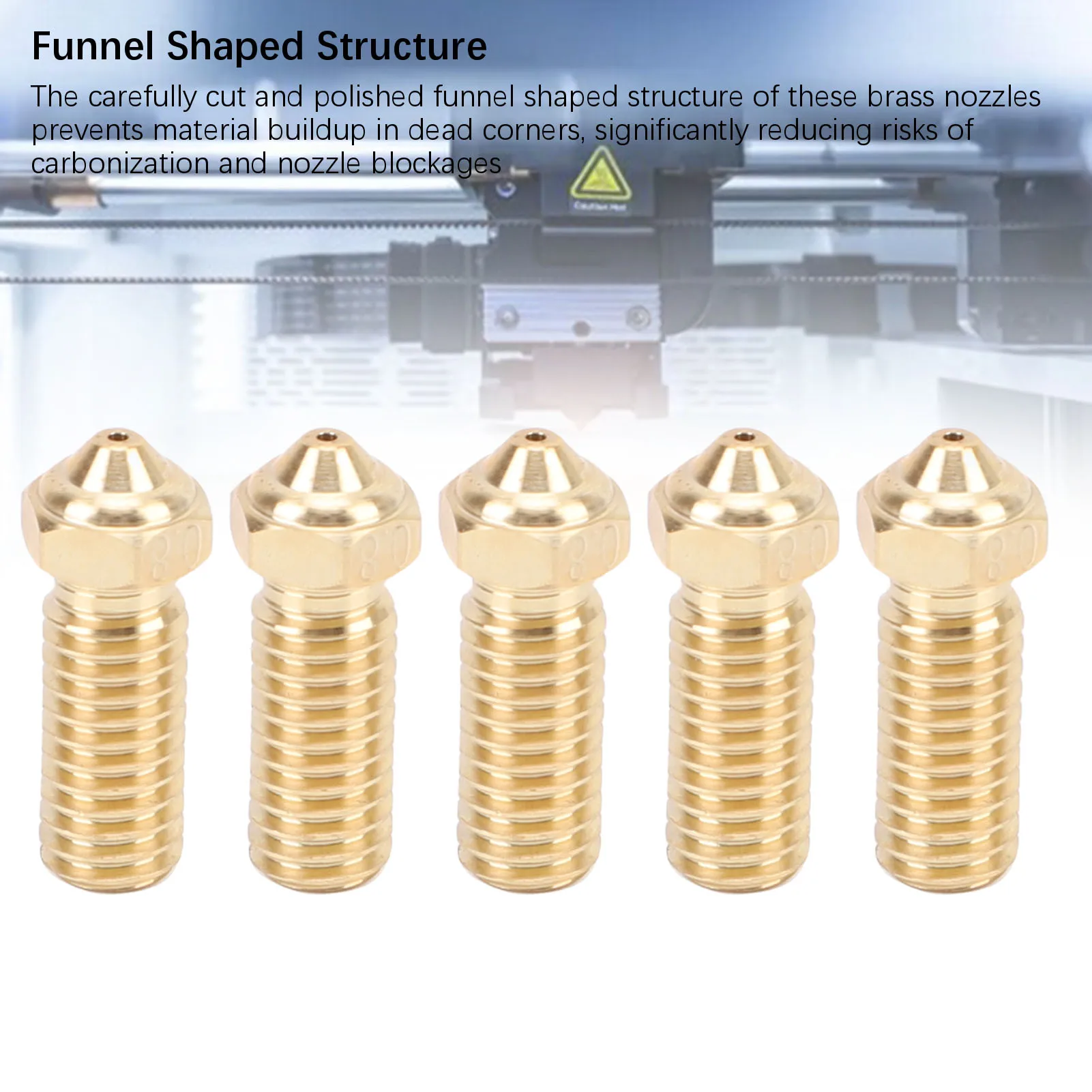 5PCS Hotend Nozzle Replacement for QIDI Tech X Plus 3 3D Printer Extruder 0.8mm Brass Nozzles Hotend Nozzle Replacement