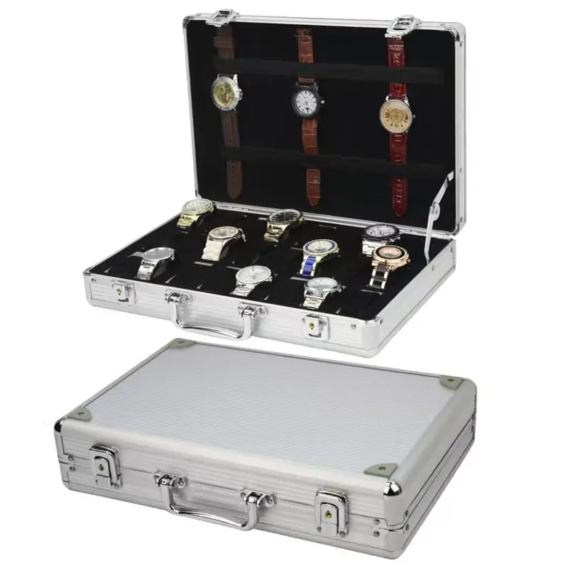 Watch Storage Box 6/10/12/24 Girds Luxury Aluminum Alloy Pattern Collection Display Gift Boxes