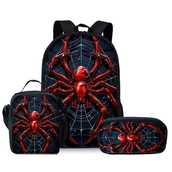 Ensemble de sacs à dos Red Spider trois pièces pour garçons et filles, meilleurs cadeaux, sac à dos scolaire dessin animé 2D pour enfants