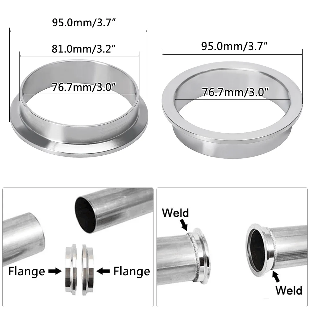 WLR RACING-(2PC/LOT) 3.0" V-Band Flange High Quality Stainless Steel 304 FEMAL & MALE OR NORMAL V Band Flange WLR-VFM30/VFN30