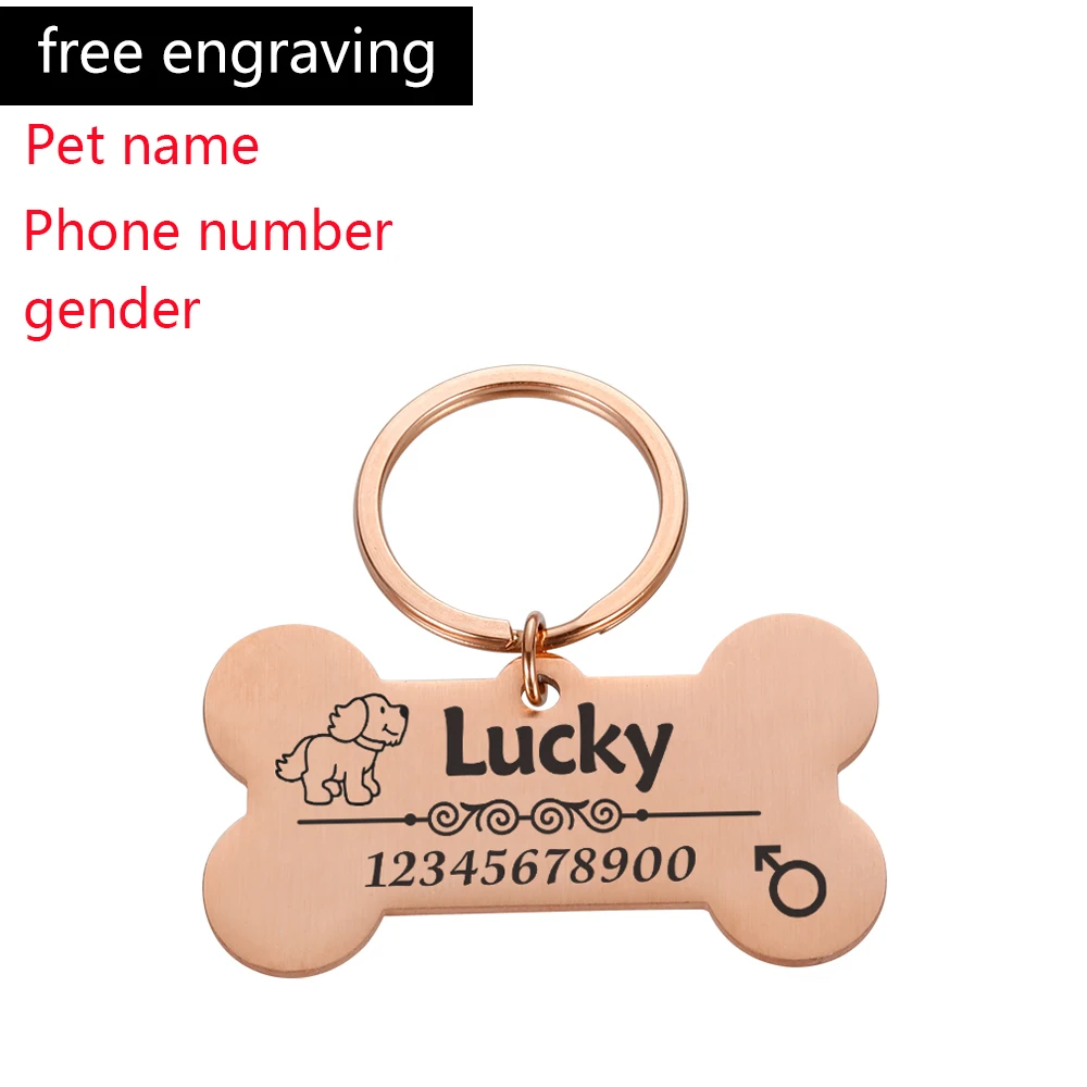 Free Engraving Dog ID Tags Personalized Pet Name Tel Gender Anti-lost Nameplate Pendant Customized Dogs Pets Collar Accessories 