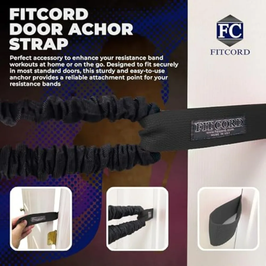 American Made Resistance Bands 2 Pack with Door Anchor- Home Workout Equipment Set - Secure & Durable, Body Stretching & Strengt