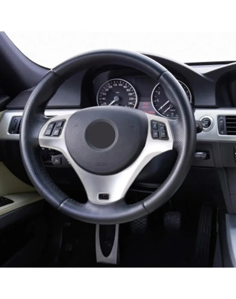 Für BMW 3er Serie E90 E92 (2005-2012) ABS Matt Schwarz Lenkradrahmenabdeckung Zierleiste Aufkleber Autozubehör – Detail 3