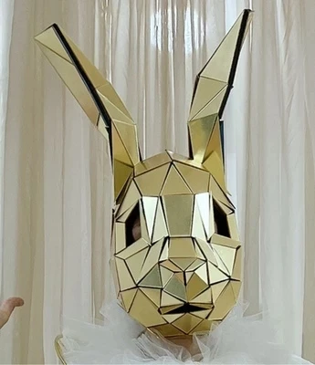 

Wearable Mirror Rabbit Headgear Mirrors animal head Folk Dance Singer Party Show Helmet