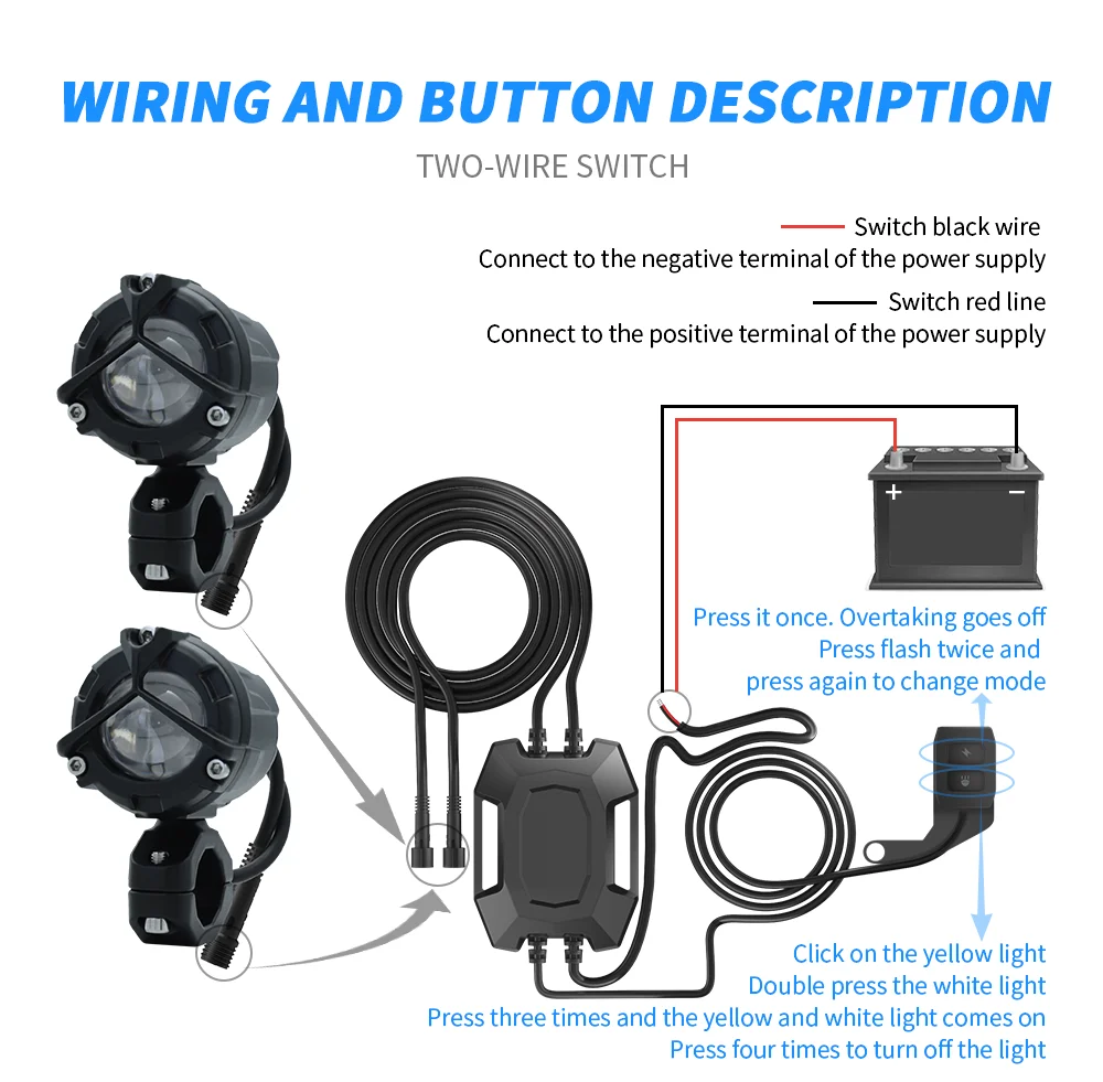 Motorcycle Headlight Fog Lights Led Auxiliary Driving Lamp Dual Color For BMW R