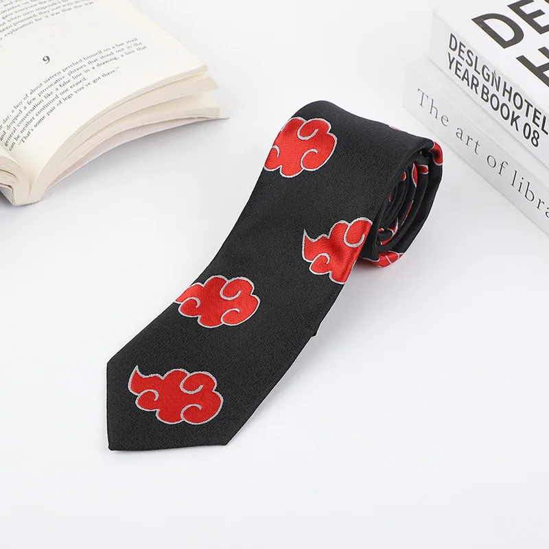 Brdwn Akatsuki Red Cloud Tie Cosplay Ninja Neckcloth Halloween Accessories Carnival Gifts 145cm Necktie Cosplay Prop