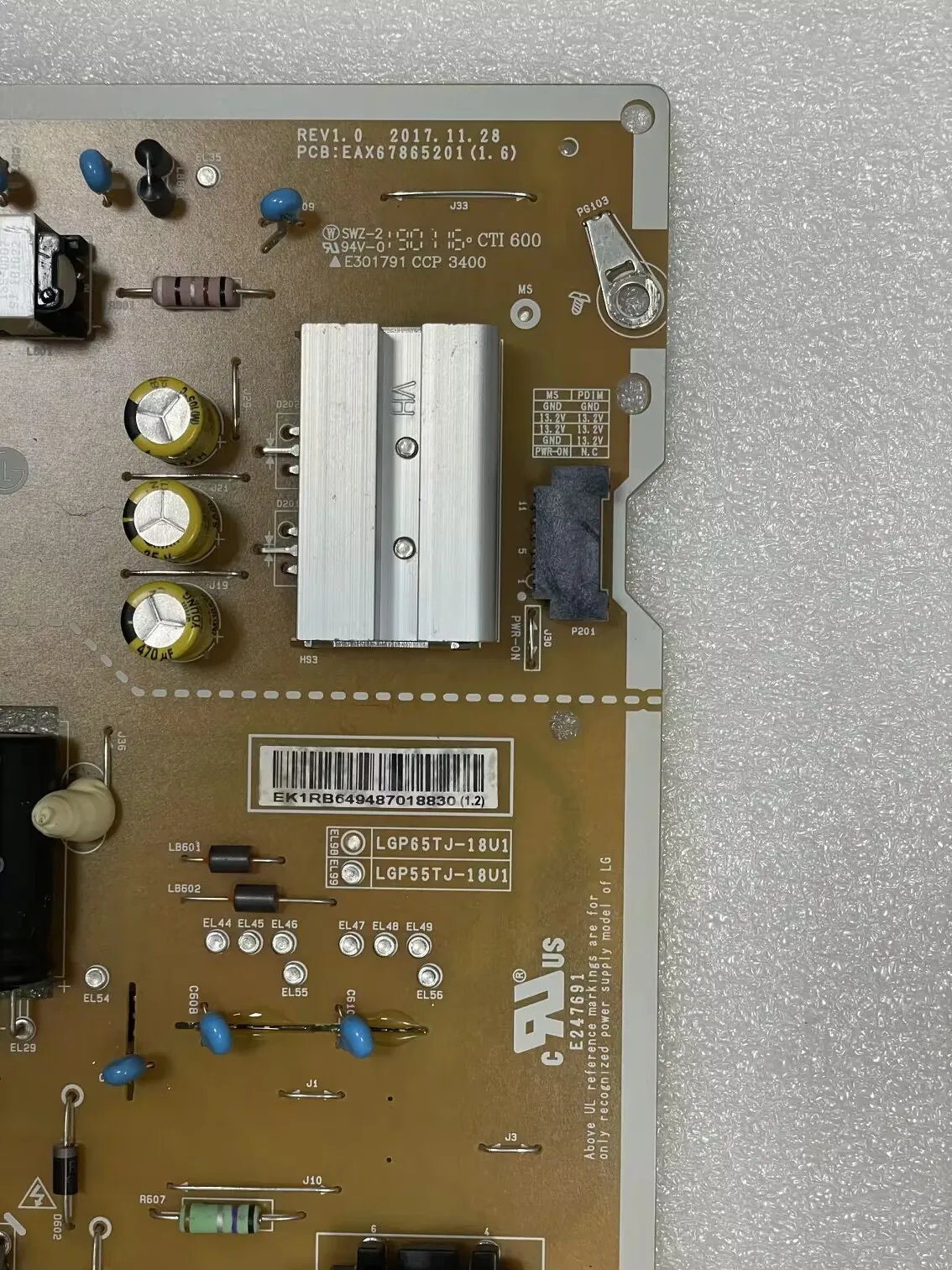 Placa de Energia Eax67865201 1.6 Lgp55tj18u1 Ponto 55uk6200pca - Imagem 2