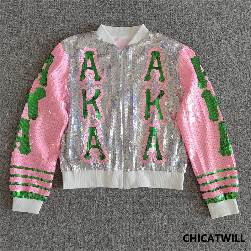 Women Sequined Jackets Punk European AKA Patchwork Zipper Coat American Colorful Bomber Girl Top Fashion Outerwear Autumn Winter