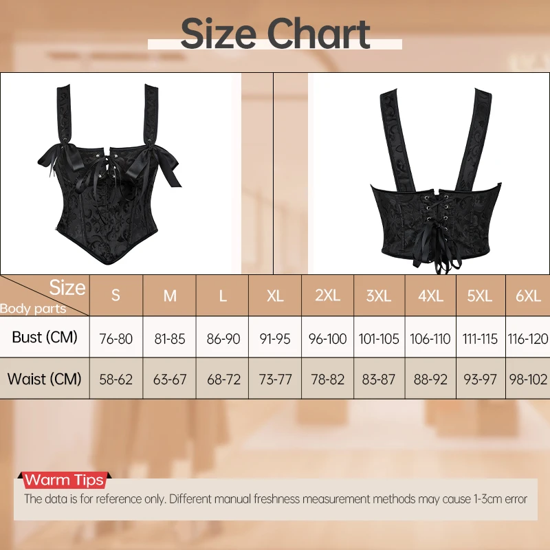 Short Corsage Low Cut Sexy Gothic Bodice Shaping Corset Top Wide Strap Bustier Steampunk Corselet Plus Size 6XL