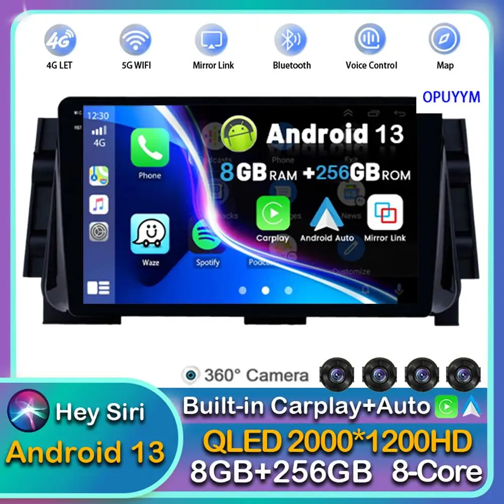 

Автомагнитола Carplay для NISSAN MICRA KICKS 2017 2018 2019, Android 13, мультимедийный проигрыватель с GPS, стерео 360, камерой, Wi-Fi + 4G SIM DSP
