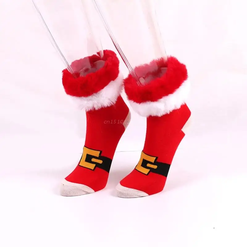 

Womens Christmas Socks with Faux Fur Cuffs Holiday Xmas Novelty Colorful Cartoon Patterns Knee High Stockings Hosiery