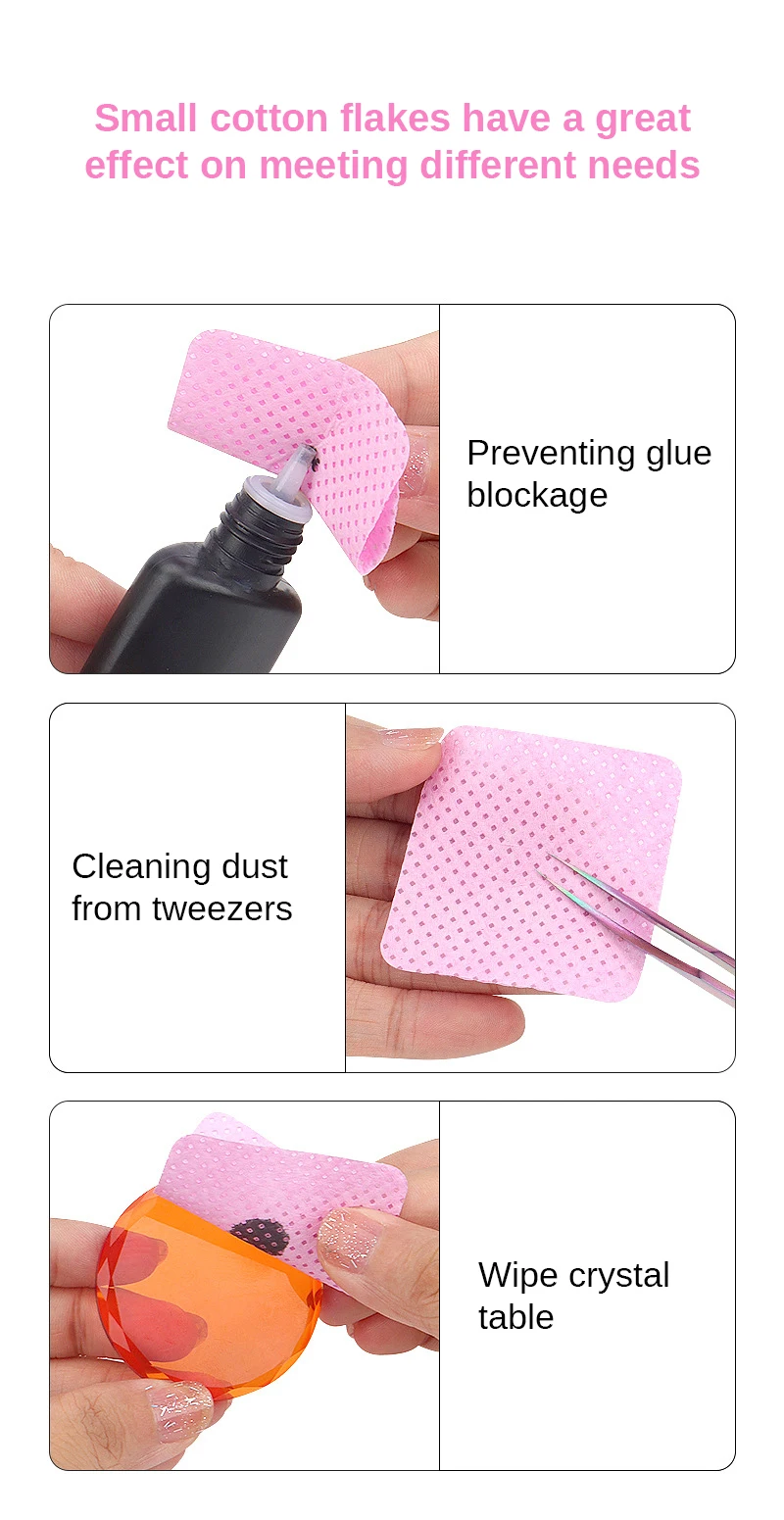 200pcs Wipes Paper Cotton Eyelash Glue Remover Lint Free Nail Wipes Cosmetics Makeup Tools