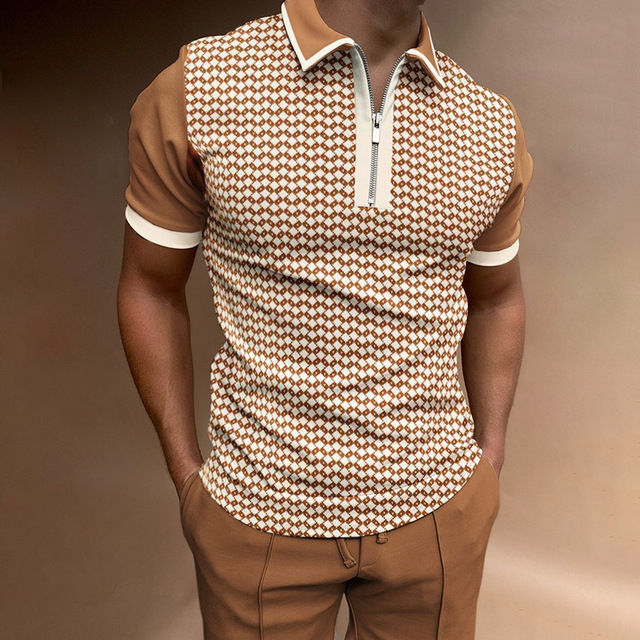 New Summer Brand Striped Zipper High Quality Mens Designer Polo Shirts With Short Sleeve Casual Tops Fashions Men Clothing