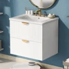 Modern 24 Inch Wall-Mounted Bathroom vanity with 2 Drawers, White - Ideal for Small Bathrooms 1