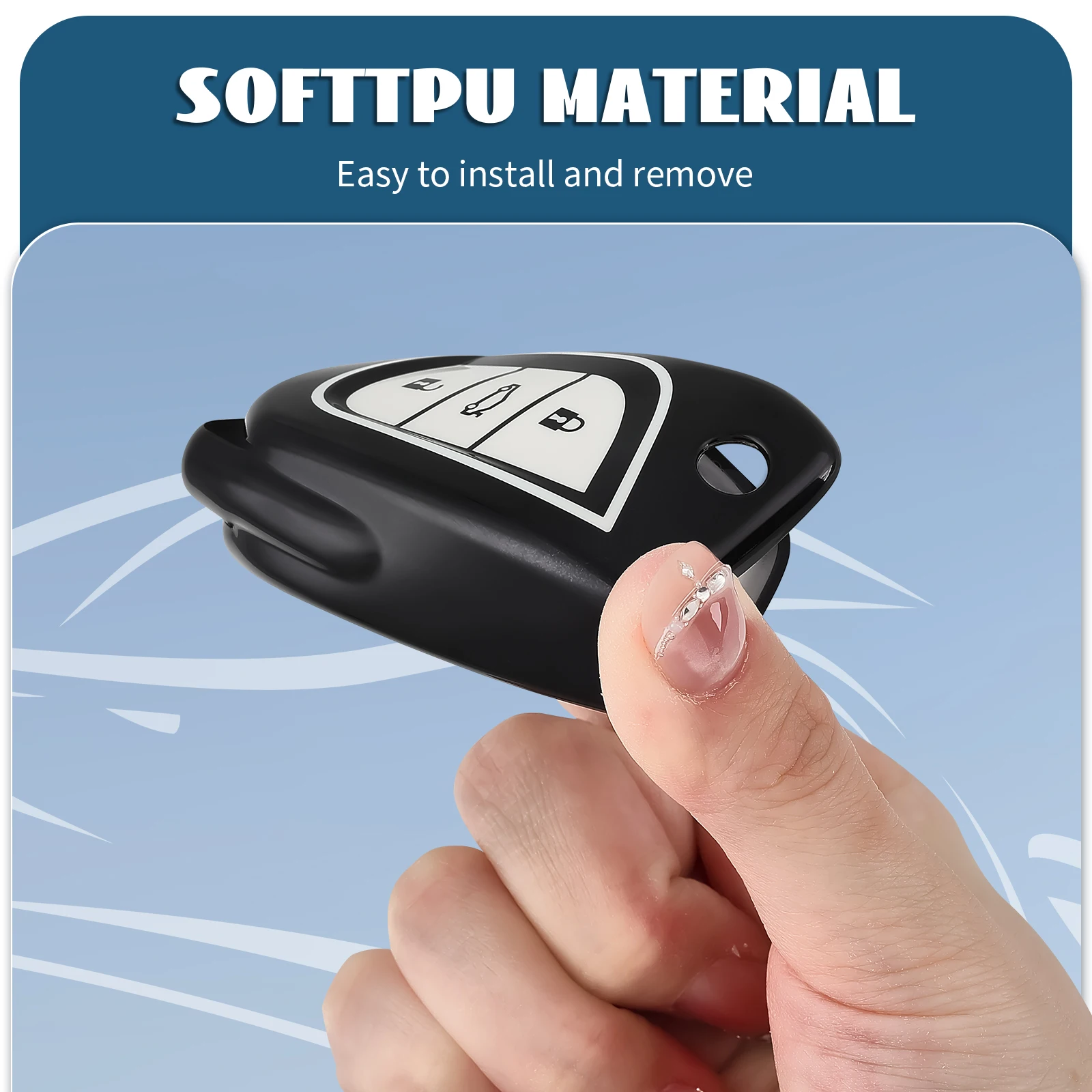 Premium Car Key Case Cover with Sleek TPU Keychain - Durable Protective Shell