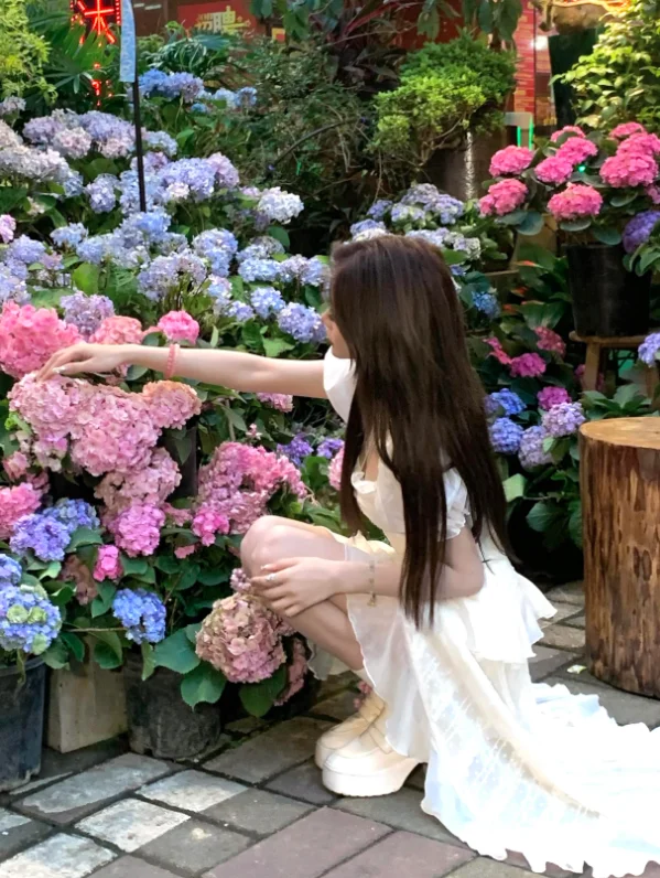 Y2K Irregular Ruffles Midi Dresses for Women Puff Sleeve Square Collar A-line French Vintage Birthday Party Dress Prom Vestidos