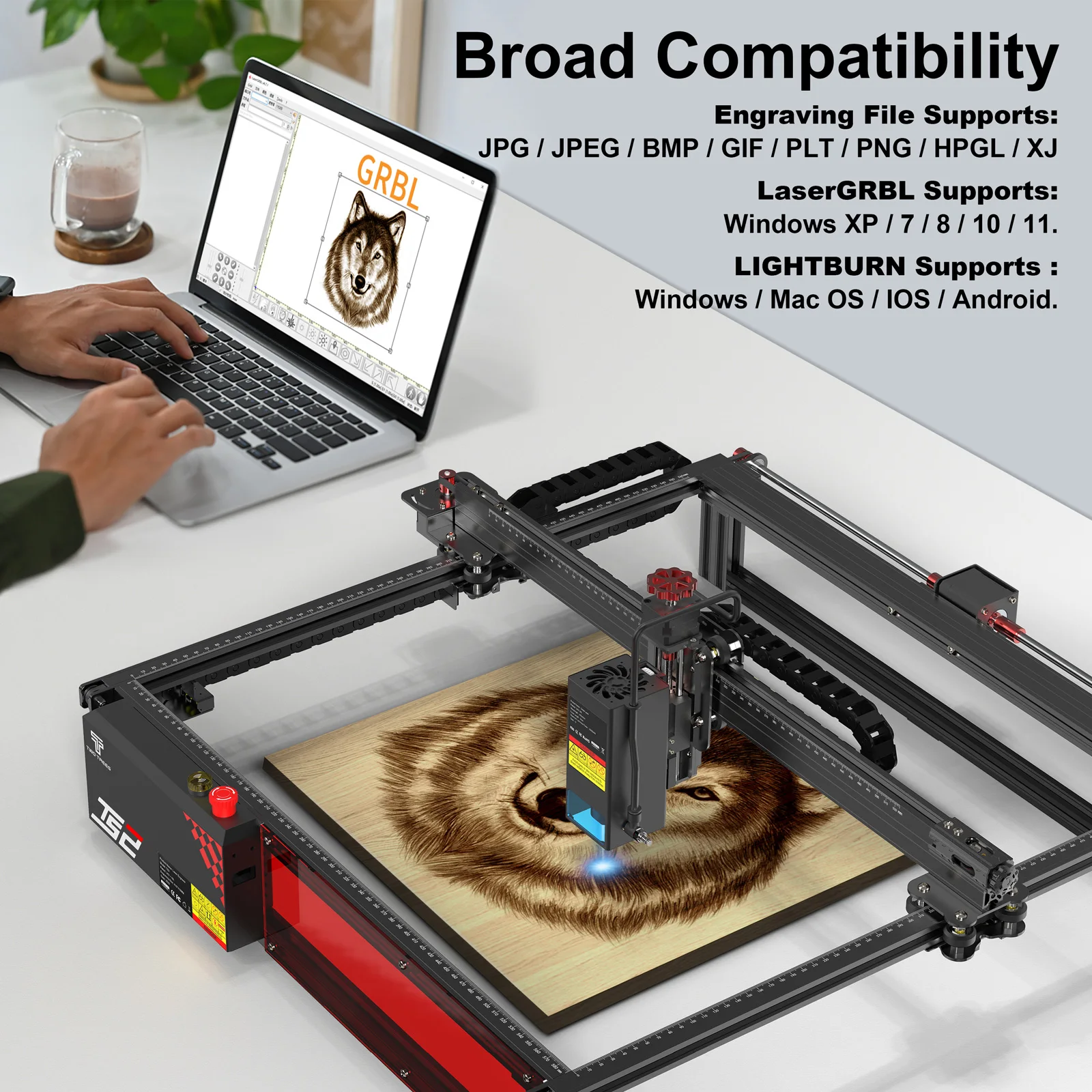 レーザー彫刻機Twotrees-TS2,炎検出システム,レーザーパワー,オート