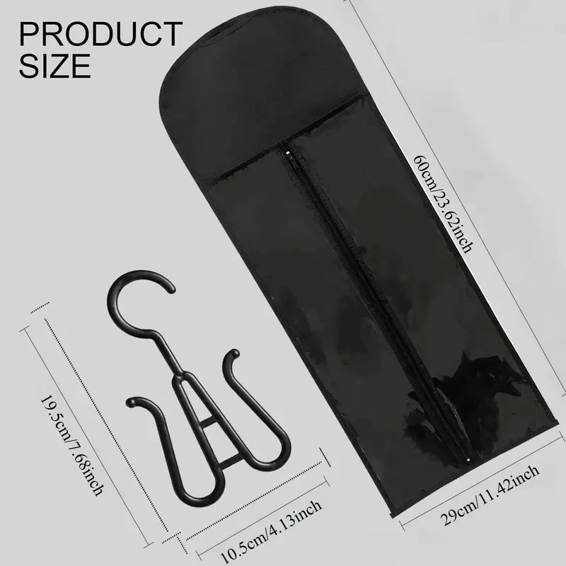 6pcs Long Hair Extensions Storage Bag Non-Woven Dust Proof Wigs Carrier Bags With Plastic Hanger for Carrying aspects