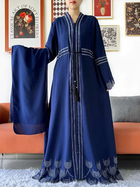 110502-abe6f3.jpg Robe élégante en mousseline de soie pour femmes, tissu de haute qualité, ample, ouvert, Abaya avec fermeture éclair, vêtements musulmans et islamiques, Cardigan, offre spéciale, 2025