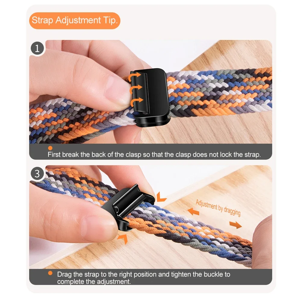 Braided Nylon Loop Strap with Magnetic Buckle, 20mm/22mm - Comfortable Watch Band