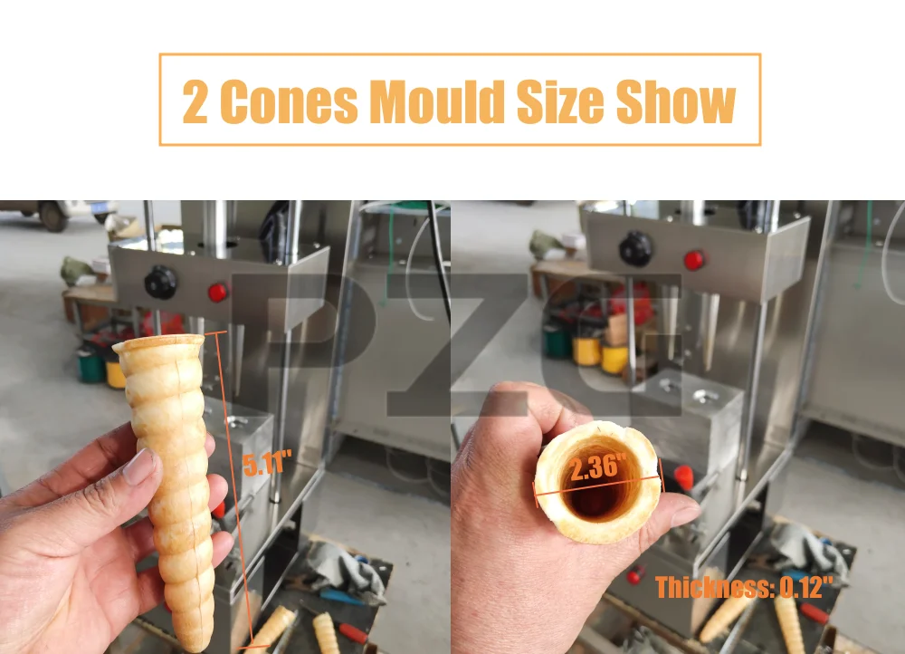 Description Picture 6 of item110V 220V 2 Cones Conch Shape Pizza Cone Making Machine Rotary Pizza Cone Oven Pizza Cone Warmer Showcase