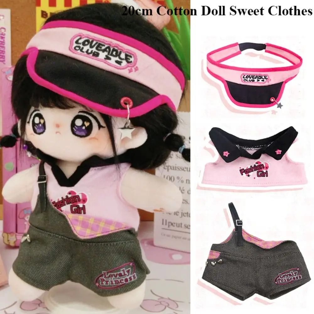 

1Set 20cm Cotton Doll Sweet Clothes Fashion T-shirt Clothes Doll Overalls Shirt Hats Suit Casual Wears Clothes 1/12 Doll