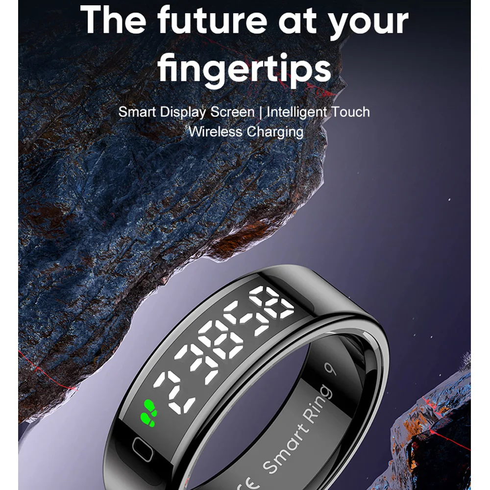 Smart Ring LED Display Screen Heart Rate Blood Oxygen Monitor Smartring Men Women Waterproof Multi Sports Modes Ring For Xiaomi