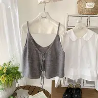 Korean Style V-Neck Knitted Wrap Cardigan Women's Sweater Autumn Layering Sweet Double-Sided Wear Tank Top Outerwear - Image 2