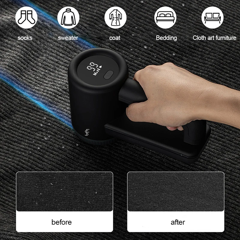 Electric Lint Remover 2000mAh Portable Clothes Sweater Curtains Fuzz Fabric Shaver Adjustable Speed Hairball Trimmer for Couch 6
