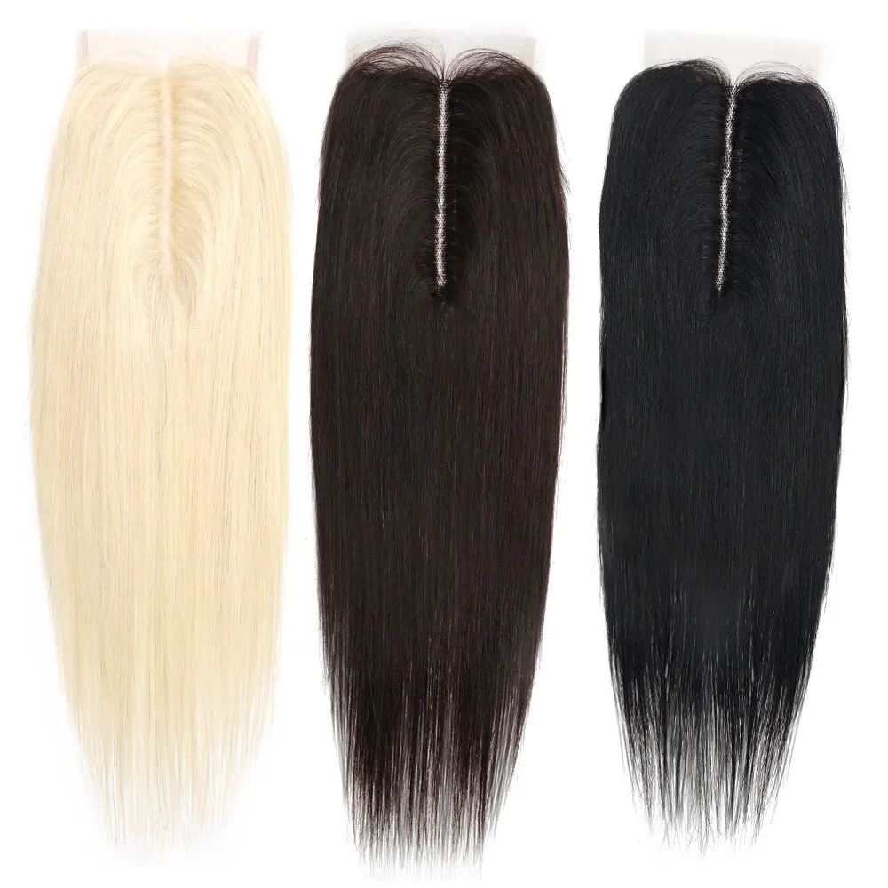 Ombre Blonde T4x5x1 Part Lace Closure Middle Part Brazilian Straight Human Hair Lace Closures For Black Wome 12 Inch